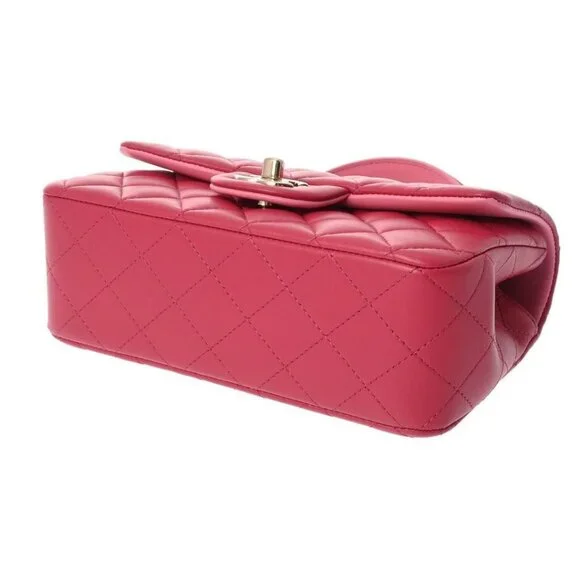 CHANEL Lambskin Quilted Mini Top Handle Rectangular Flap Bag Pink - Picture 10 of 11